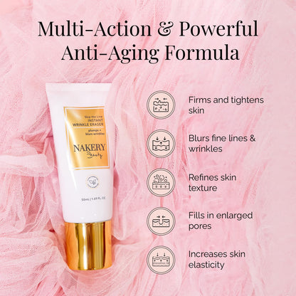 Nakery Retinol Eye Cream - Anti Wrinkle Face Cream with Hyaluronic Acid Face Tightening Serum - Wrinkle Cream for Under Eye - Instant Wrinkle Remover Serum 50ml