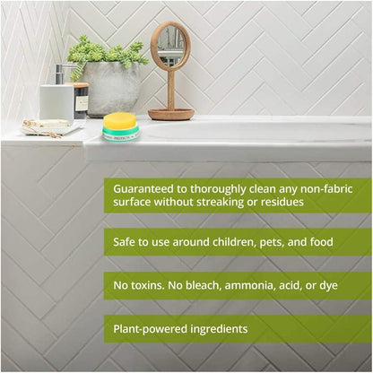 Earth Brite All Natural Multipurpose Cleaner for Bathroom, Floor, Kitchen and More | 300g Natural Clay Tub + Sponge (2-Pack) Includes Bonus Diamond Towel Cleaning Supplies Kit
