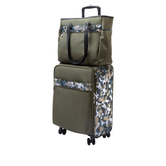 Samantha Brown 22'' Spinner with Satchel 2-Piece Set - Olive Geo Camo (792-020)