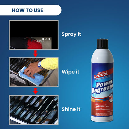 Professor Amos Grill Degreaser Removes Stubborn Grease & Grime Power Degreaser Powerful Multipurpose Cleaning Solution for Home & Commercial like Oven, Stove Cleaner Citrus Zest 19 Oz