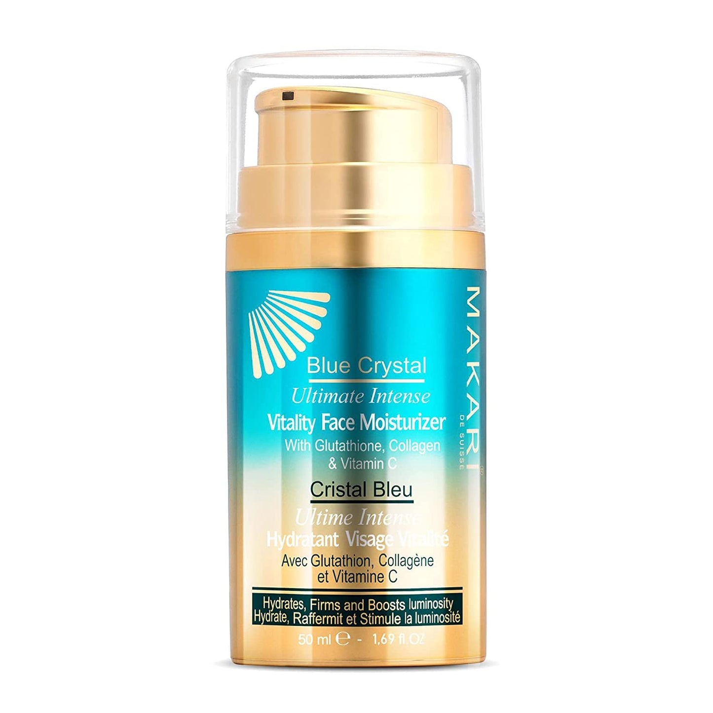 Makari Ultimate Intense Blue Crystal Vitality Face Moisturizer | Face Cream with Collagen and Glutathione | Facial Moisturizer for Women and Men | Hydrating Face Lotion with Sunflower Seed Oil (50 ml)