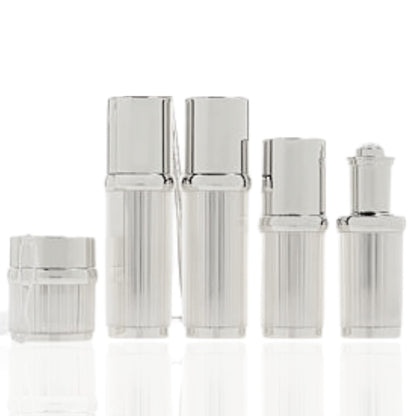 Marcy McKenna Luxury Airless Travel Toiletry Bottle with Clear Vinyl Pouch, Leakproof Airless Technology, TSA Approved, Dispenser Bottle Set of 8
