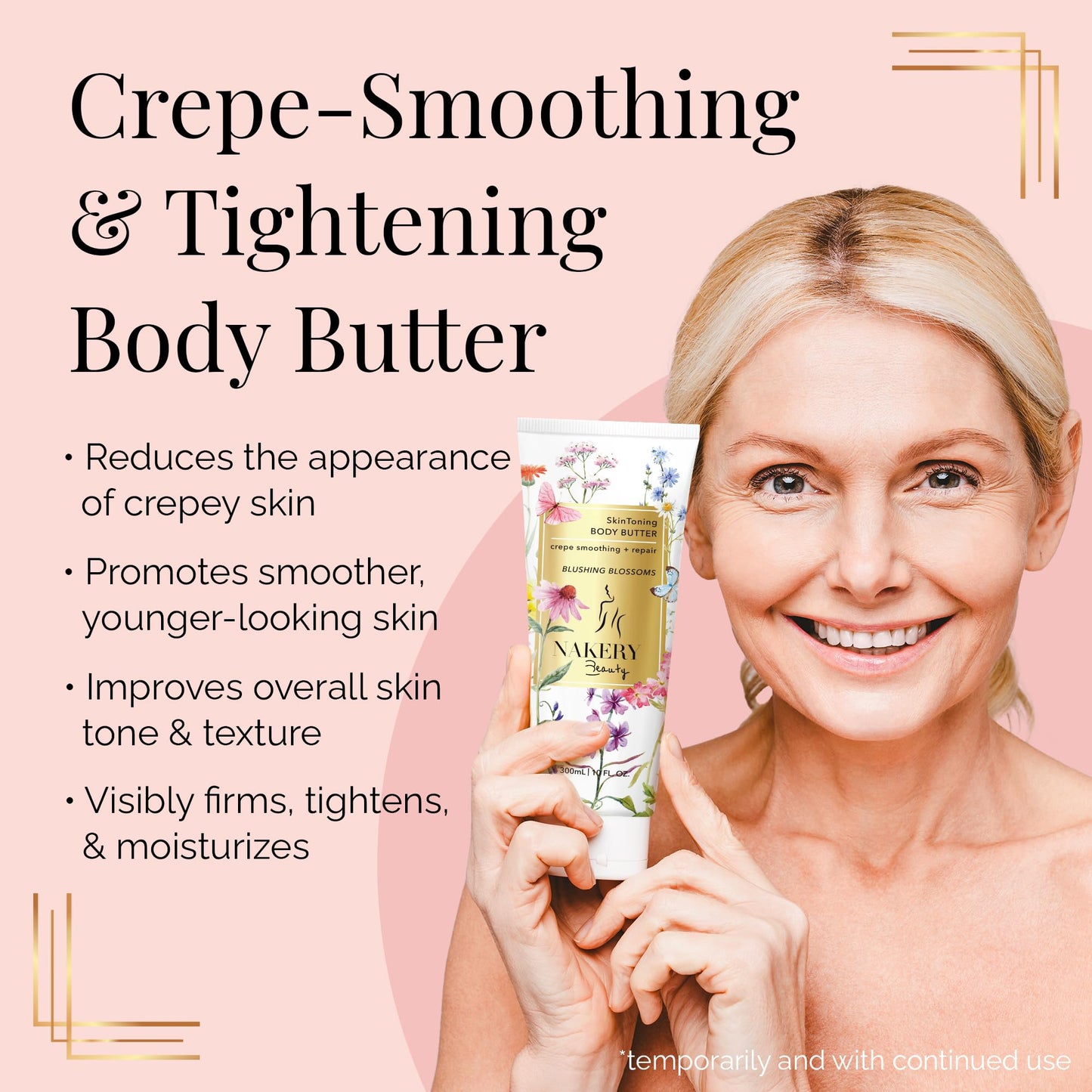 Nakery Body Butter Anti Aging Moisturizer - Body Cream Skin Tightening Cream & Neck Firming Cream, Moisturizing Cream & Neck Tightening Cream for Body & Face Cream for Dry Skin 300ml