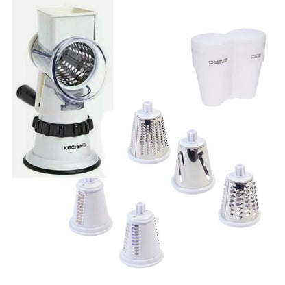 Kitchen HQ Speed Drum Grater, 5 Drums for Slicing, Grating, Crinkle Cut, Julienne, Shredding