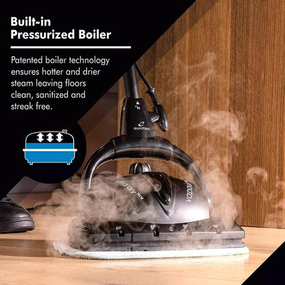 Euroflex Vapour Steam Mop - High Pressure Cleaner for Floors, 36 PSI Heavy Duty Commercial Style, Superheated Steam 266 Degrees F With Front Boost, Ultra Dry