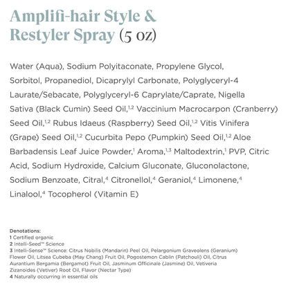Intelligent Nutrients Amplifi-hair Style & Restyler Spray - Formerly Volumizing Spray - Non-Aerosol Hair Spray for Volume, Texture & Hold (5 oz)