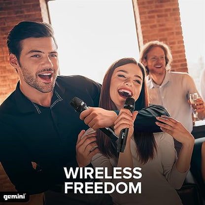 Gemini Sound Pro Audio GMU Plug and Sing Karaoke DJ Bluetooth Wireless UHF Band Handheld Microphone with Cordless 1/4" Inch Jack Transmitter Adapter for Speakers