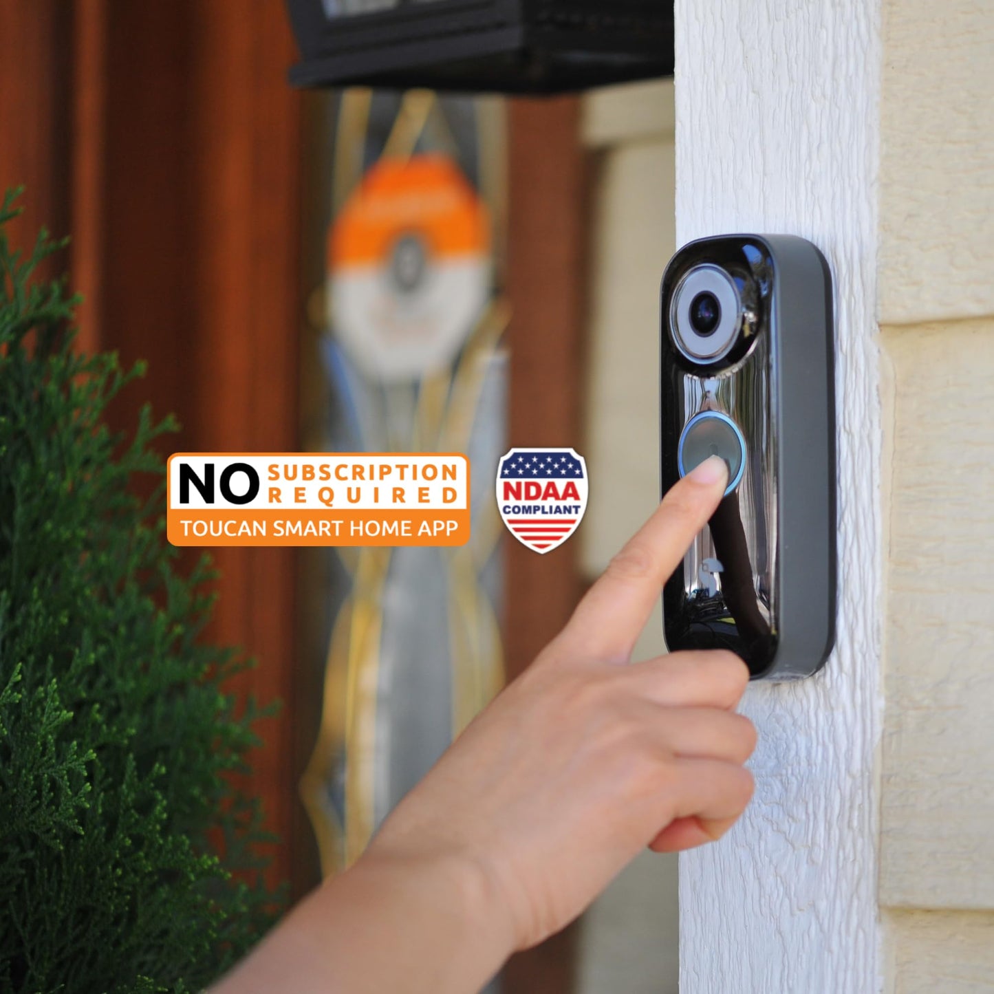 TOUCAN Wireless Waterproof Night Vision 180 Degree Full HD Video Doorbell, Compatible with Alexa