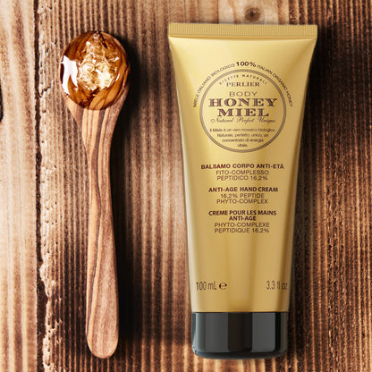 Perlier Honey Miel Anti-Aging Hand Cream, Rich, Moisturizing Lotion Made with 100% Organic Italian, Royal Jelly, Shea Butter for Deep Repairing Hydration, 3.3 Fl Oz