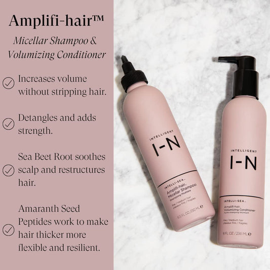 Intelligent Nutrients Amplifi-hair Micellar Shampoo - Weightless Volumizing Shampoo for Enhanced Shine & Frizz Control - Gentle Clarifying Shampoo Dissolves Build-Up & Excess Oils (8.5 oz)