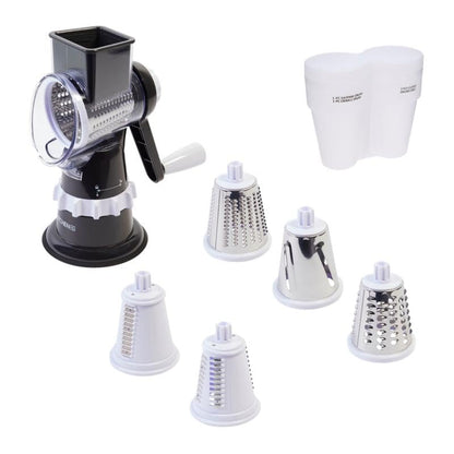 Kitchen HQ Speed Drum Grater, 5 Drums for Slicing, Grating, Crinkle Cut, Julienne, Shredding