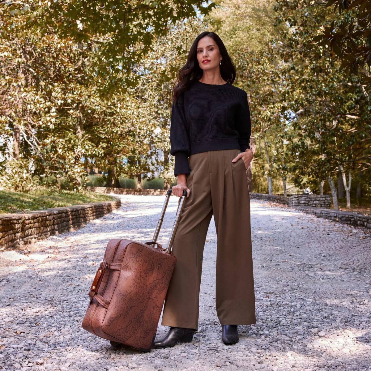 Patricia Nash Argentella Large Trolley Bag, Signature Map, Riot Rust, 22" L x 10.75" W x 13.5" H