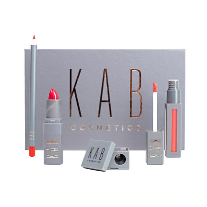 KAB Lipgloss, Lip Liner, & Lipstick Set – Essential Gel Lip Pencil, Matte Lipstick, & Lip Gloss Set with Sharpener – Cruelty-Free Lip Kit for Lasting Lip Color & Full Pout