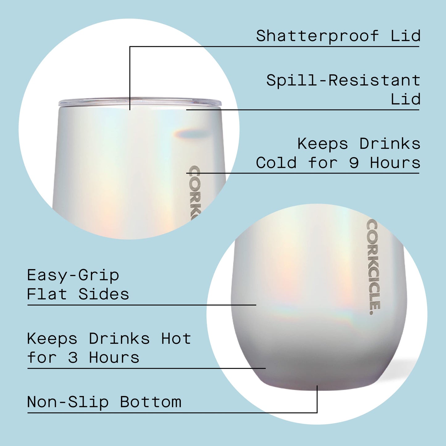 Corkcicle Origins Stemless Cup - Triple Insulated Stainless Steel Travel Wine Cup Tumbler for Coffee, Wine, Champagne and Cocktails - Leakproof, Reusable, BPA-Free, Dishwasher Safe- Copper