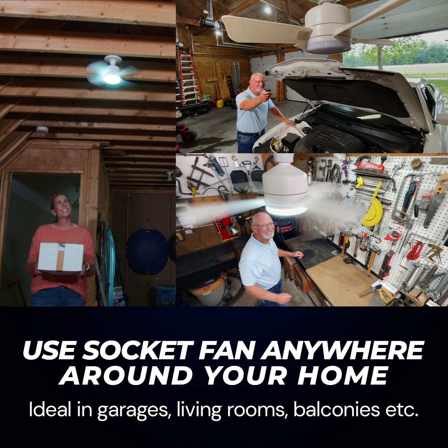Bell+Howell Socket Breeze Light 5-Speed Deluxe LED – Ceiling Fans with Lights and Remote Control – For Bedroom, Kitchen, Living Room,1000 Lumens / 5000 Kelvins As Seen On TV