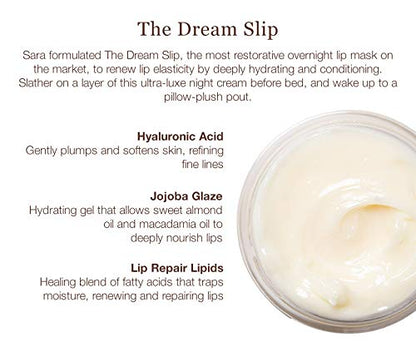 Sara Happ The Dream Slip Overnight Lip Mask Gently Restore, Heal and Renew Lips Overnight with Lip Repair Lipids & Hyaluronic Acid, 0.5 oz.