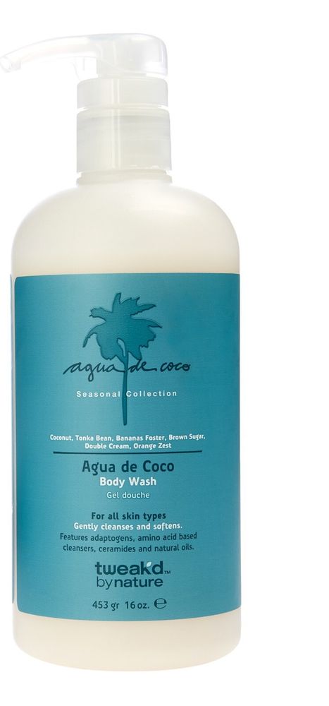 Tweak'd by Nature Agua de Coco Body Wash, Nourishing and Brightening, Sunkissed Coconut Scent, with Ceramides, Niacinamide, and Hyaluronic Acid