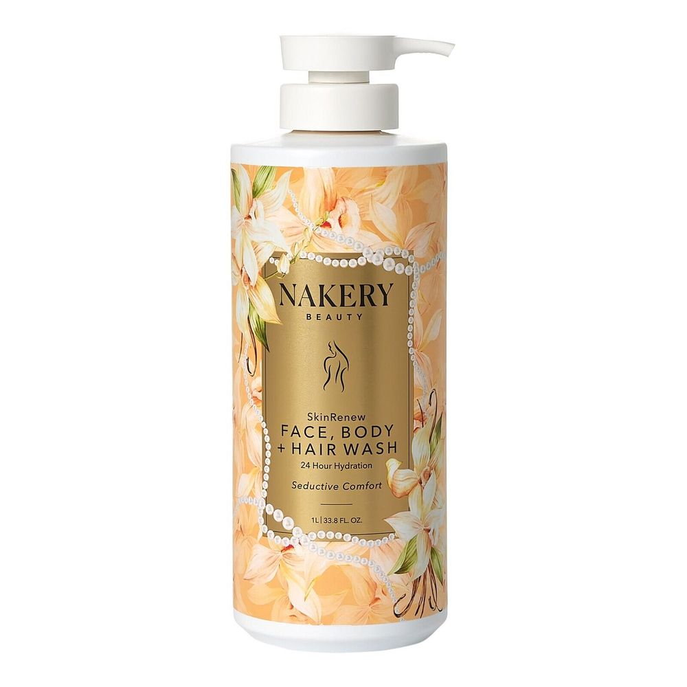 Nakery SkinRenew Seductive-Comfort Face Body & Hair Wash 1L/33.8oz With Pump New