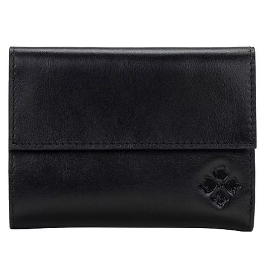 Patricia Nash Woodstock Leather Frame Tri-fold Wallet with RFID Protection - Black -