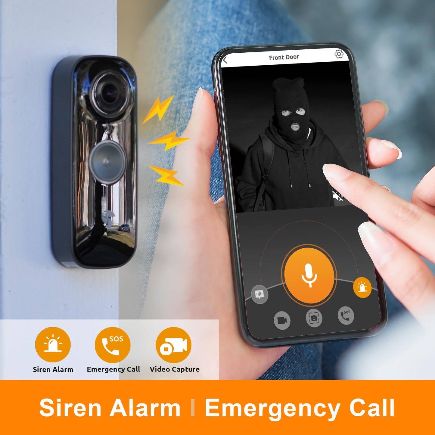 TOUCAN Wireless Waterproof Night Vision 180 Degree Full HD Video Doorbell, Compatible with Alexa