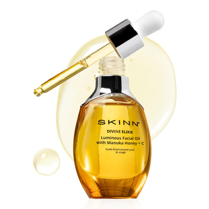 SKINN Luminous Anti-Aging Facial Oil Trio Gift Set | Hydrate, Firm, and Brighten with Vitamin C & Manuka Honey | Includes Luminous, Firming Algae, & Ayurvedic Blends for Fine Lines and Wrinkles