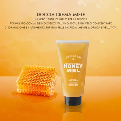 Perlier Honey Miel Doccia Crema Elisir di Miele Biologico 100% Italiano, Shower Gel Honey Elixir 250 ml, 8.4 Fl Oz made in Italy [italian import]