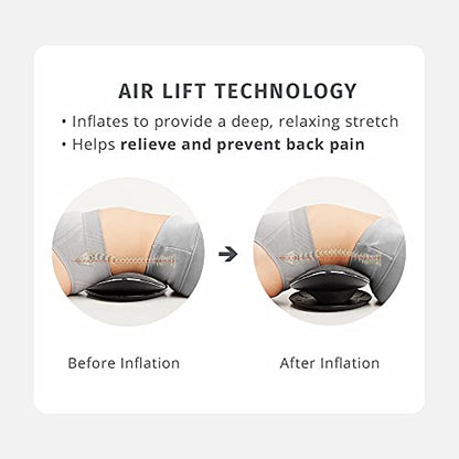 Homedics Lumbar Lift Back Stretcher with Vibration Massage and Soothing Heat, Air Lift Technology, Adjustable Intensity, 2 Auto Programs, Compact and Portable, Increases Flexibility, Relieves Pain