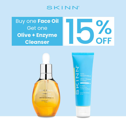 SKINN Luminous Anti-Aging Facial Oil Trio Gift Set | Hydrate, Firm, and Brighten with Vitamin C & Manuka Honey | Includes Luminous, Firming Algae, & Ayurvedic Blends for Fine Lines and Wrinkles