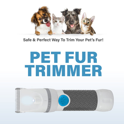 Bell+Howell PawPerfect Pet Fur and Hair Trimmer, Clippers with Stainless Steel and Ceramic Blades Low Noise Rechargeable and Cordless Shaver for Furry Pets As Seen On TV
