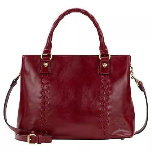 Patricia Nash Dorothy Leather Satchel with Crossbody Strap, Rich Genuine Leather, Large - Maroon