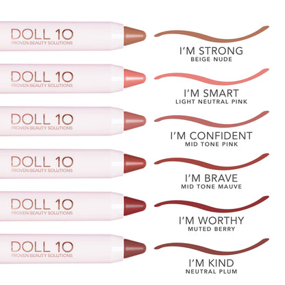 Doll 10 Speak Your Peace Lip Crayon Set - 6 Piece Lightweight Moisturizing Lip Tint Balm Color Collection