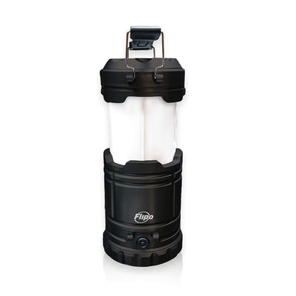 Slide-N-Glo 3-IN-1 Collapsible LED Lamp, Flashlight and Realistic Flickering Flame Effect Lantern - For Indoor Use To Outdoor Camping - Survival Kit for Emergency (Hurricane) (Black)