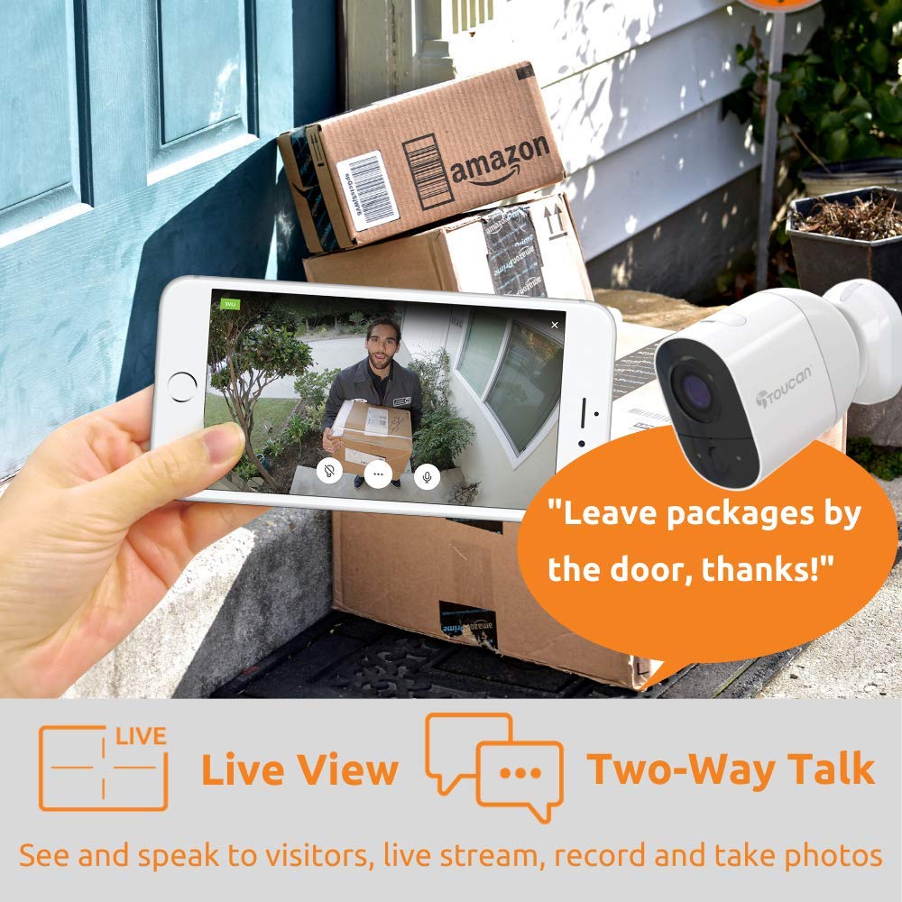 TOUCAN 1080P Wireless Outdoor Waterproof Night Vision Camera, Works with Alexa