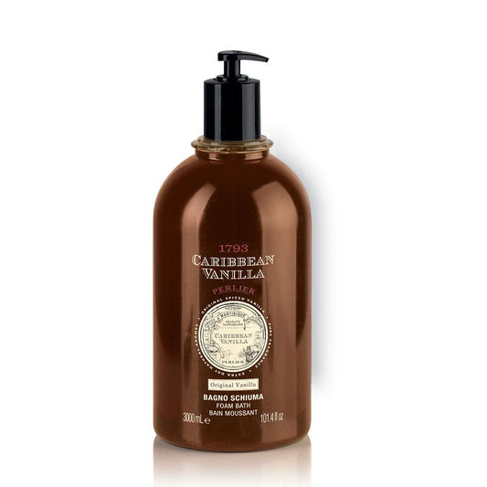Perlier: "1783 Caribbean Vanilla" Foam Bath, Original Vanilla Scent, Measuring Cap 101.4 Fluid Ounces (3000mL) Bottle [ Italian Import ]