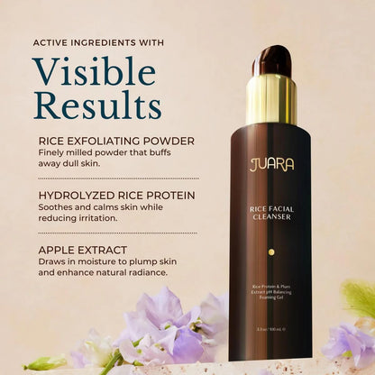 Juara - Rice Facial Cleanser | For All Skin Types | Foaming Face Wash | Gently Cleans | Deeply Softens | Cruelty Free, Paraben, Sulfate Free, Vegetarian | 3.3 oz