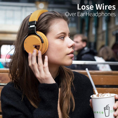 Active Noise Cancelling Bluetooth Wireless Over Ear Headphones with Mircophone, 30H Playtime,Deep Bass, Comfortable Protein Earpads, for Travel, Home, Office(Yellow)