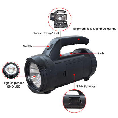AITIKTA 17 PCS Tool Kits LED Camping Lantern with Flashlight Tools Kit Battery Powered Outdoor Emergency Light Bright for Hiking Living Garden