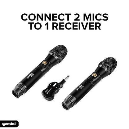 Gemini Sound Pro Audio GMU Plug and Sing Karaoke DJ Bluetooth Wireless UHF Band Handheld Microphone with Cordless 1/4" Inch Jack Transmitter Adapter for Speakers